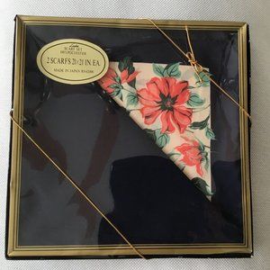 Vintage 1960s Kmart Boxed 2 Scarf Set Navy Floral New